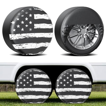 Moonet PVC Leather Tire Cover,White Flag 2-Pack, Universal Fit 30-32" - color: White Flag 2 Pack, size: L for Tire Diameter 30-32inch