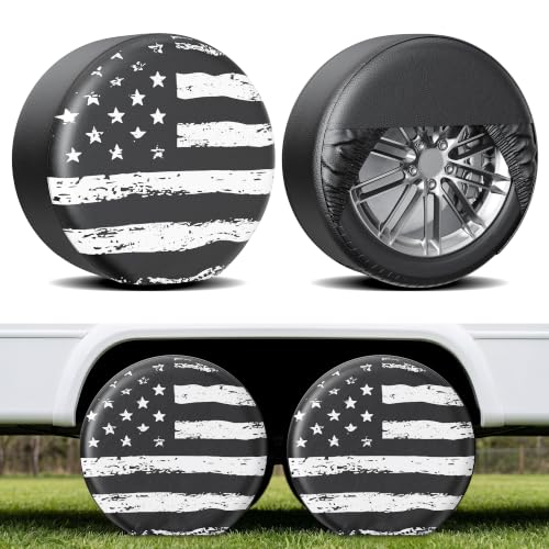 Moonet PVC Leather Tire Cover,White Flag 2-Pack, Universal Fit 30-32" - color: White Flag 2 Pack, size: L for Tire Diameter 30-32inch