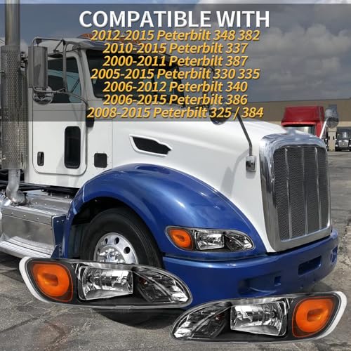 Headlight Fit 2005-2016 Peterbilt 387/386/384/325/330/335/337/340/348/382