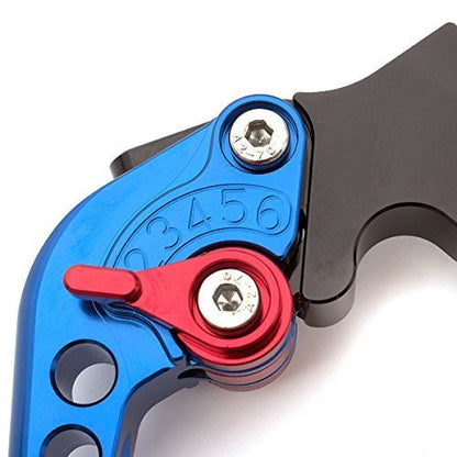 CNC Brake Clutch Levers Compatible with GROM MSX125 CBR300R CB300F CB300 CB300R CB300FA 2014-2020, CBR250R 2011-2013, CB400F CB400R 2013-15, CBR500R CB500F CB500X 2013-2020, CB125/F/R 2019-2020 - color: Blue Lever with Red Adjuster