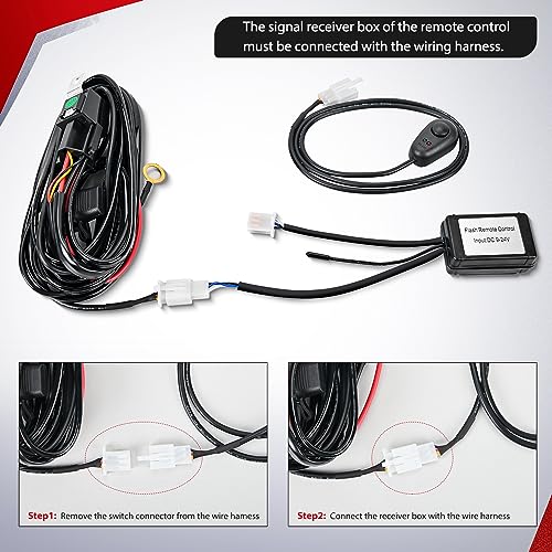 Nilight 14AWG Remote Wiring Harness Wireless Strobe Switch 12V 20A 1Lead - color: 14AWG-1 Lead Remote +Flash