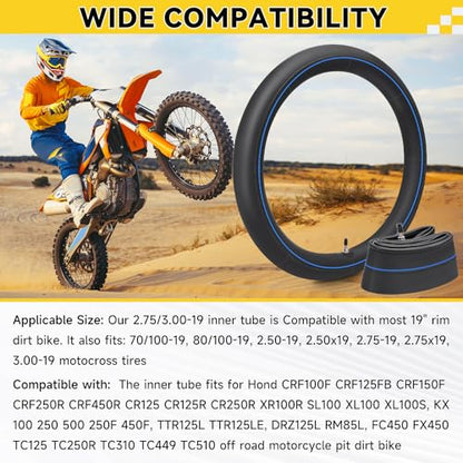 2.75/3.00-19 Inner Tube 70/100-19 Dirt Bike Inner Tube Heavy Duty - color: 2 Pack, size: 2.75/3.00-19*2