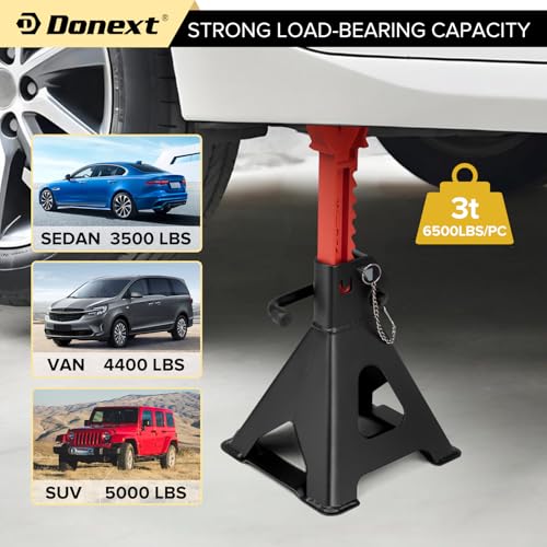 Jack Stands 3 Ton (6,500 lb) Capacity Steel Double Locking, 1 Pair Black and Red Lifting Stand Adjustable Jack Stands - color: Red / Black
