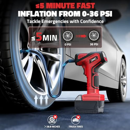 DIYtoolifz 150PSI Tire Inflator Compatible with Milwaukee 18V Battery - color: Red, size: 150 PSI