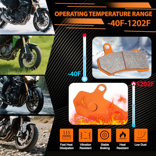 High-Performance Motorcycle Brake Pads - Carbon Fiber Compatible with Harley Davidson Softail FLHCS Heritage Classic 2018-2025 Dyna Fat Boy FXST Softail Standard Street Bob FA265F FA710R