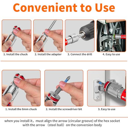 Power Nut Driver Set 19PCS 5-Inch Extended Reach Hollow Nut Driver Shaft