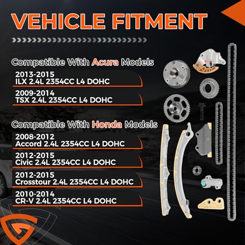 14510-R40-A01 Timing Chain Kit with Camshaft Adjuster Fit for Honda CR-V - size: 13620RAAA02