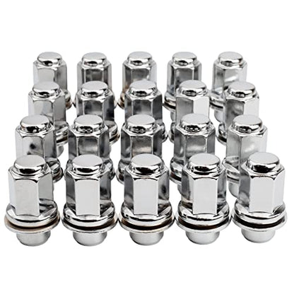 14x1.5mm OEM Style Factory 1.85 Inch 7/8 22mm Hex Mag Washer Lug Nuts,20PCS - color: Chrome, size: M14x1.5