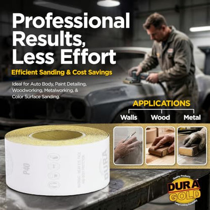 Dura-Gold Gold PSA Longboard Sandpaper, 60 Grit, 20 Yard Roll, 2-3/4" Wide - size: 60-Grit