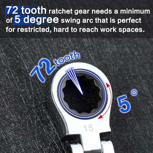 SPEEDWOX 5pcs Double Box End Flex-Head Ratcheting Combination Wrench Set - Metric Wrench Sets - style: Metric