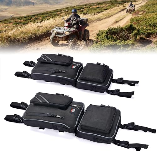 KEMIMOTO ATV Fender Bags, Camo Storage Bags Water-Resistance Saddle Bags Water Holder Compatible with Sportsman Scrambler TRX FourTrax Outlander 570 Two Storage Bags for ATV - color: Black