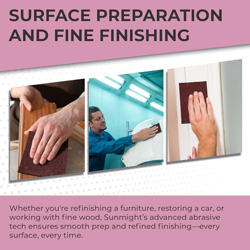 Sunmight Flex Scuff Pads for Paint Prep 4.5" x 9" - Maroon 80500 - Aluminum Oxide - Surface Prep & Sanding Cloth - Preparation Hand Pads for Auto, Marine, Aerospace - 25 Flexible Red Pads