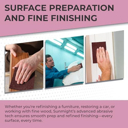 Sunmight Flex Scuff Pads for Paint Prep 4.5" x 9" - Maroon 80500 - Aluminum Oxide - Surface Prep & Sanding Cloth - Preparation Hand Pads for Auto, Marine, Aerospace - 25 Flexible Red Pads