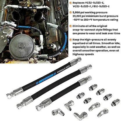 High Pressure Oil Pump HPOP Master Service Kit & Hoses Lines & Crossover Kit for Ford 7.3L Powerstroke Diesel engines F-series E-series Excursion 1999 2000 2001 2002 2003 Complete Set 38 PCS - style: Master Service Kit+Hoses Lines+Crossover Kit