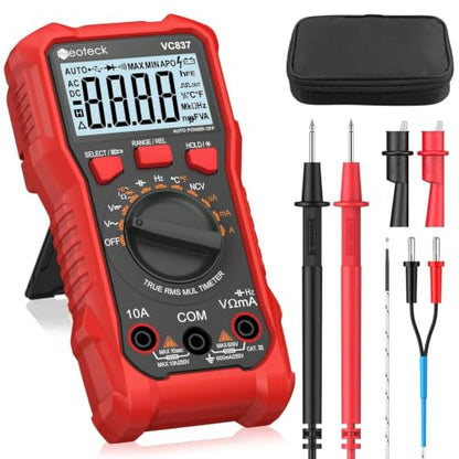 Neoteck 6000 Counts True RMS Digital Multimeter,Auto Range Multimeter - color: Red, size: 6000Counts(AC/DC 600V)