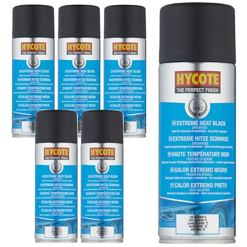 Hycote High Temp Spray Paint, Black 400ml (Pack of 6) – VHT Heat Resistant up to 650°C – Matt Finish for Exhausts, BBQs, Manifolds & More – Self-Priming, Durable, Petrol & Oil Resistant, 13.5 Oz - color: Black, size: 13.53 Ounce (Pack of 6)