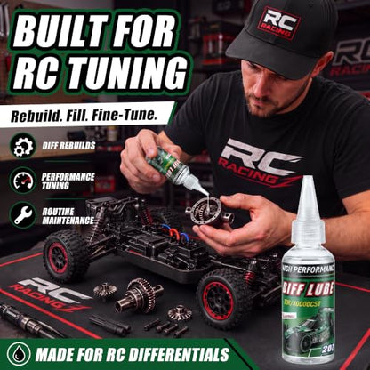 2 OZ RC Differential Oil 30K CST, Silicone RC Diff Fluid for Sealed Differentials, High Viscosity Car Differential Oil for Lubricating R/C Cars & Trucks, Radio Controlled Electric Vehicles - color: Green, style: 30K