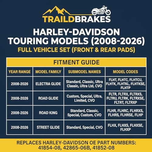 Traild Ceramic Brake Pads for Harley-Davidson Touring 2008-2026 Full Set