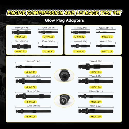 47 PCS Compression Tester Kit, Leak Down Tester Automotive Small Engine, Cylinder LeakdownTester Kit for Fixing Petrol & Diesel Engine Issues for Cars, Trucks and Motocycles