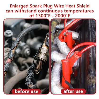 8 PCS 3500° Spark Plug Wire Boots Protectors for LS SBC BBC 350 454 6 Inch, Red - color: Red