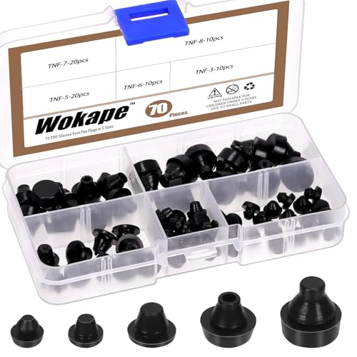70Pcs Rubber Silicone Push in Bumpers Set, TNF-3/4/5/6/7/8 Black Automotive Support Foot Pads Hole Plug for Replacing Lost Bumpers