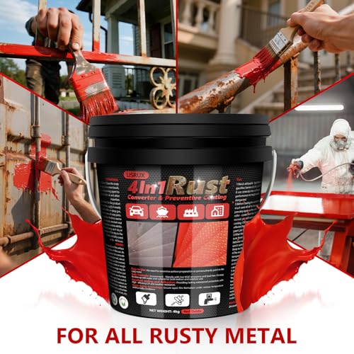 4-in-1 Rust Converter & Metal Primer, 141 Fl OZ Red Rust Inhibitor Paint for Metal, Remove & Convert Rust And Also Protect, Industrial Grade Water Based Rust Reformer, Heat Resistance & UV Resistant - size: Red-141 FL OZ