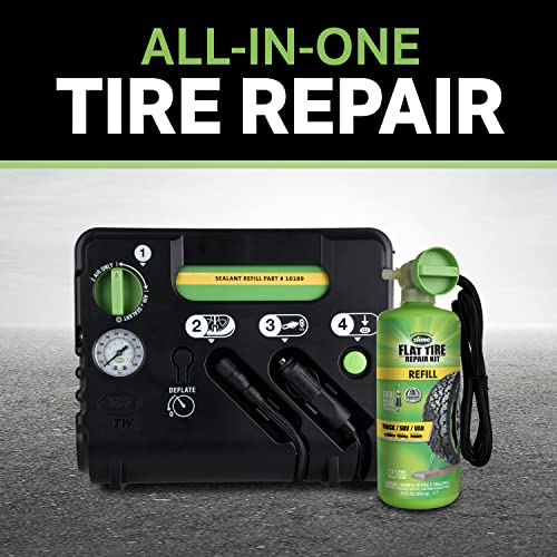 Slime 50139 Flat Tire Puncture Emergency Kit, Includes Sealant and Tire Inflator Pump, Analog, Suitable for Cars and Other Highway Vehicles, 10 Min Fix - size: No Size