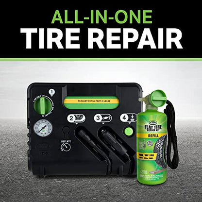 Slime 50139 Flat Tire Puncture Emergency Kit, Includes Sealant and Tire Inflator Pump, Analog, Suitable for Cars and Other Highway Vehicles, 10 Min Fix - size: No Size