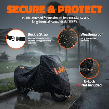 Mockins 91"x49"x39" Large Motorcycle Cover Heavy Duty Dual-Layer Protection - size: Motorcycle - Large - 91"x49"x39"