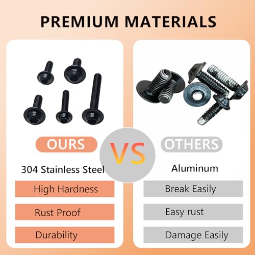 224Pcs Motorcycle Fairing Bolt Kit Stainless Steel (Black) - color: Black