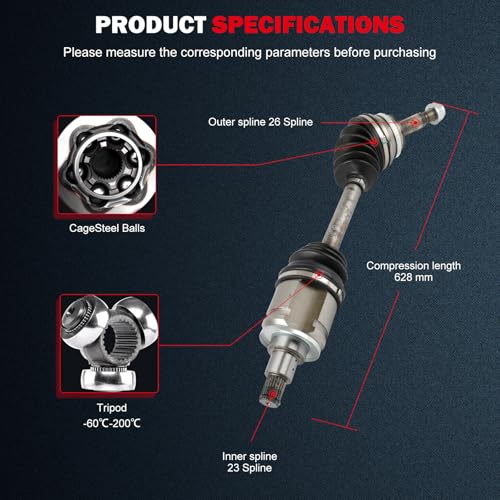 CCIYU Front Left CV Axle Shaft Assembly for Toyota Highlander 2001-2007 - size: 17-9989