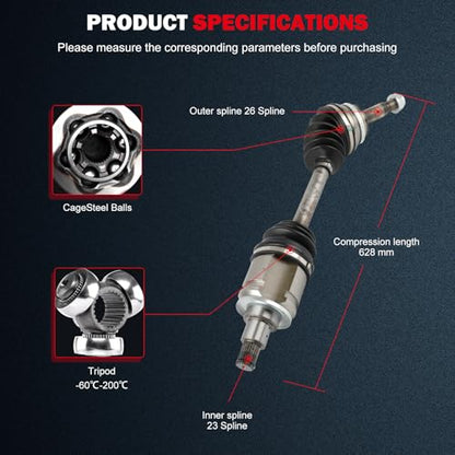CCIYU Front Left CV Axle Shaft Assembly for Toyota Highlander 2001-2007 - size: 17-9989