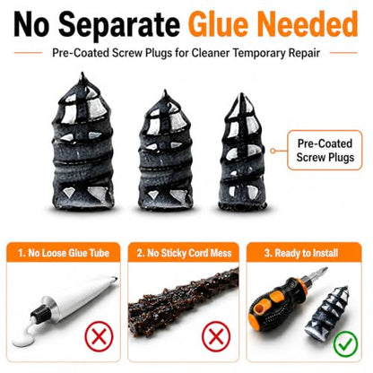 Tire Plug Kit, 110PCS Tire Repair Kit with Tire Plugs Screw Type in 3 Sizes