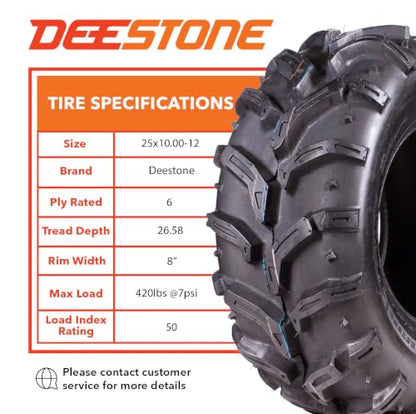 Deestone Swamp Witch D932 ATV/UTV Tire 25/10-12 48J - size: 25/10-12