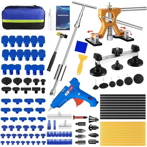 Dent Puller Kit, Painless Dent Removal Kit with Adjustable Dent Lifter, Hot Glue Gun, Dent Puller for Small Dents & Big Dents,Reusable Car Body Dent Repair Tool - size: 118PCS