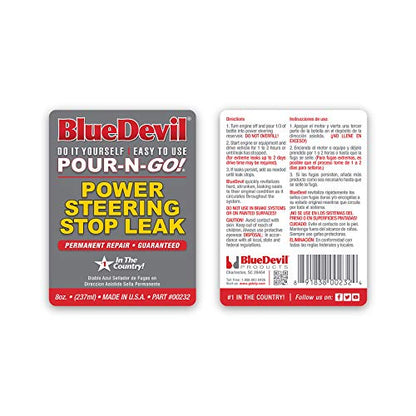 BlueDevil Pour-N-Go Power Steering Fluid + Stop Leak | 8 oz. | Pack of 1 - size: 8 Quart