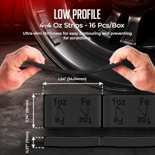Wheel Accessories Parts 1 Oz. Black Low Profile Stick-On Adhesive EasyPeel Tape Wheel Balancing Weights 0.45 kgs 1 lb Box US Made Tape 16 Pcs per Box - size: 16 Pcs Black, style: 1 Oz Segment