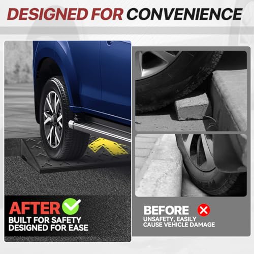 3" Rise Rubber Curb Ramp for Forklift, Driveway Sidewalk, Heavy Duty Car - size: 3" Rise Arrow