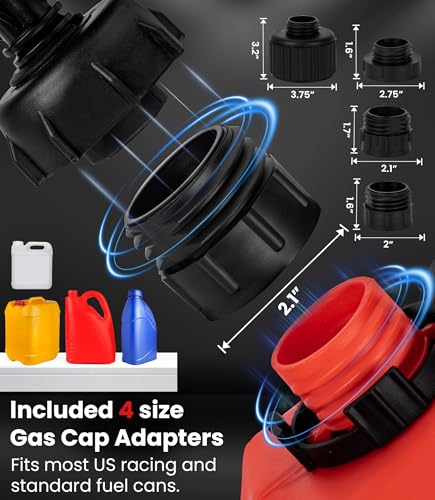 3.2GPM Battery Powered USB Charging Fuel Transfer Pump with Hand Shut Off Nozzle, 51" Long Hose, 4 Adapters, Portable Gas Pump Ideal For Gasoline, Diesel, Kerosene Transfer - color: Black Red