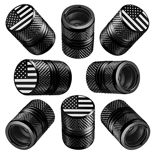Tire Valve Stem Caps for Car American Flag Tires Air Caps Cover 8 Pack Corrosion Resistant Premium Alloy Universal for SUV Truck Motorcycle Bike Black - color: Black, size: American Flag