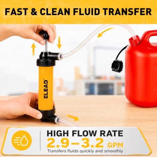 Gas Siphon Pump for Gasoline, Multi-Use Fluid Transfer Pump, Oil Liquid Siphon Pumps, Fuel Siphon Tool, Multifunction Hand Inflation Pumps with Inflator Hose adapter, Needle Valve/Balloon adapter - color: New Version Yellow