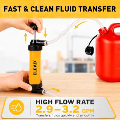 Gas Siphon Pump for Gasoline, Multi-Use Fluid Transfer Pump, Oil Liquid Siphon Pumps, Fuel Siphon Tool, Multifunction Hand Inflation Pumps with Inflator Hose adapter, Needle Valve/Balloon adapter - color: New Version Yellow