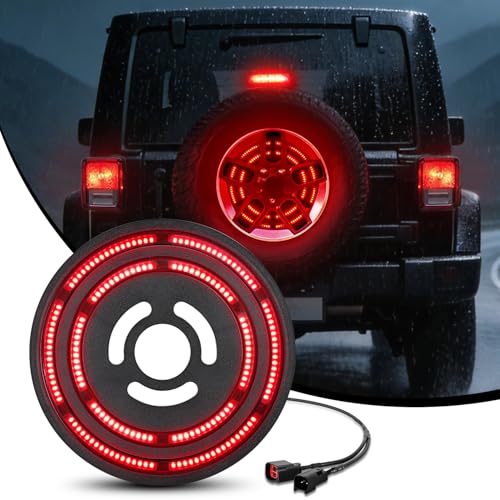 Nilight Spare Tire Brake Light Red for 2007-2017 Jeep Wrangler JK JKU - color: JK 2007-2017 Tire Brake Light Double Row