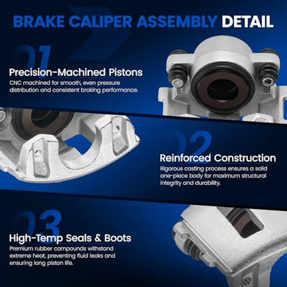 Front Brake Caliper Assembly for Jeep Cherokee 1990-2000 2.5L 4.0L - size: Front[18-4339 & 18-4340]