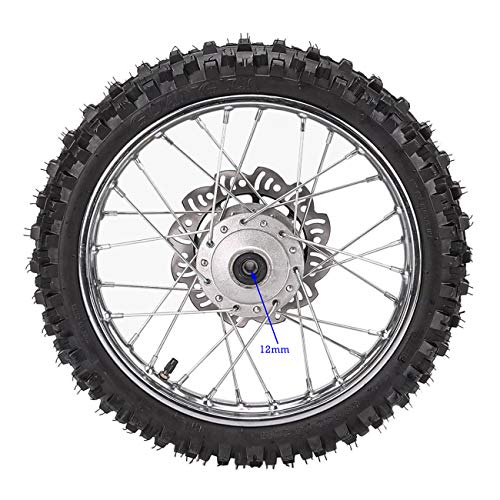 TDPRO (2.50-14) 1.4x14 inch Front Wheel Tire Rim with 12mm Bearing & Fork Shocker and Triple Clamp Handlebar Riser & Brake Disc & Hydraulic Master Cylinder and Rim Axle Set for Dirt Pit Bike