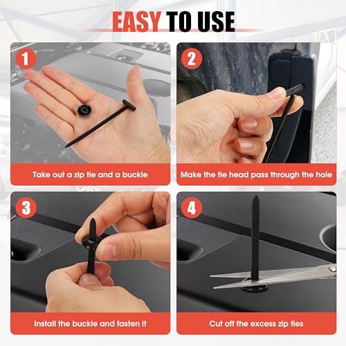 Self-Locking Cable Tie Buckle 150PC Heavy Duty Nylon Fasteners for Auto - color: 150PC Black