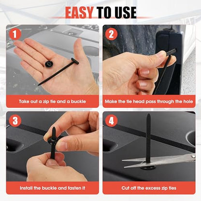 Self-Locking Cable Tie Buckle 100PC Heavy Duty Nylon Fasteners for Auto - color: 100PC Black