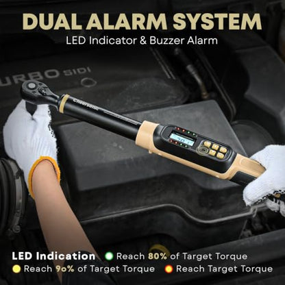 Digital Torque Wrench 3/8 Drive, 5.0-99.6 ft·lb (6.8-135N.m) - size: 3/8 Drive 5.0-99.6 ft·lb
