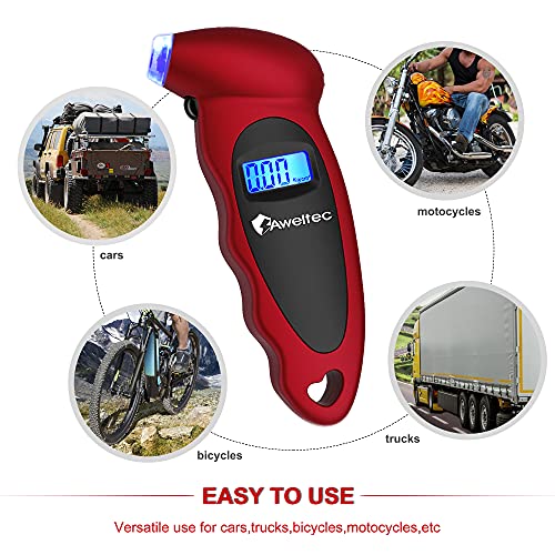 Digital Tire Pressure Gauge,Accurate Cars Air Gauge 150 PSI,2 Pack - color: Red(2PK), size: 2 Pack