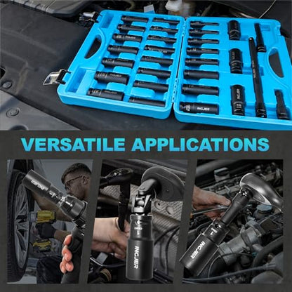 1/2" Impact Socket Set, 29PC Deep impact socket set, CR-MO SAE and Metric - size: 1/2inch 29PCS DEEP